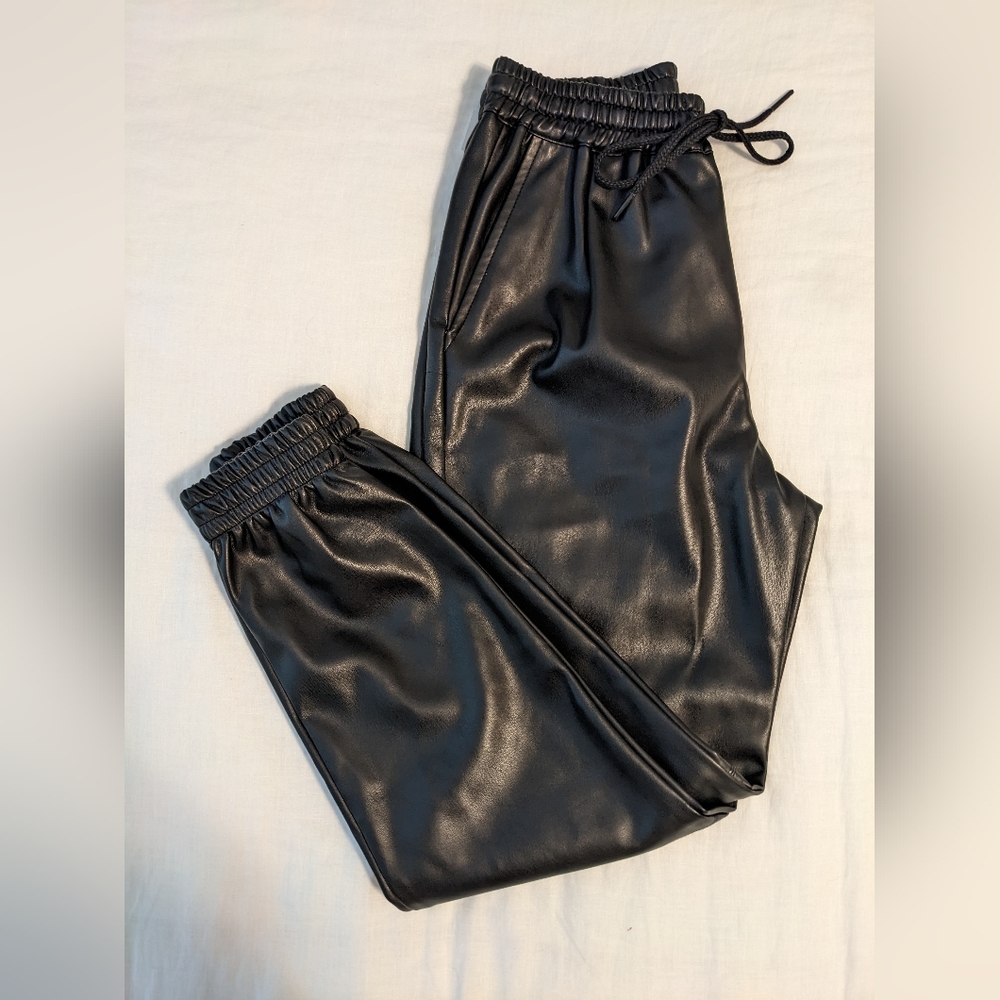 Zara faux leather joggers